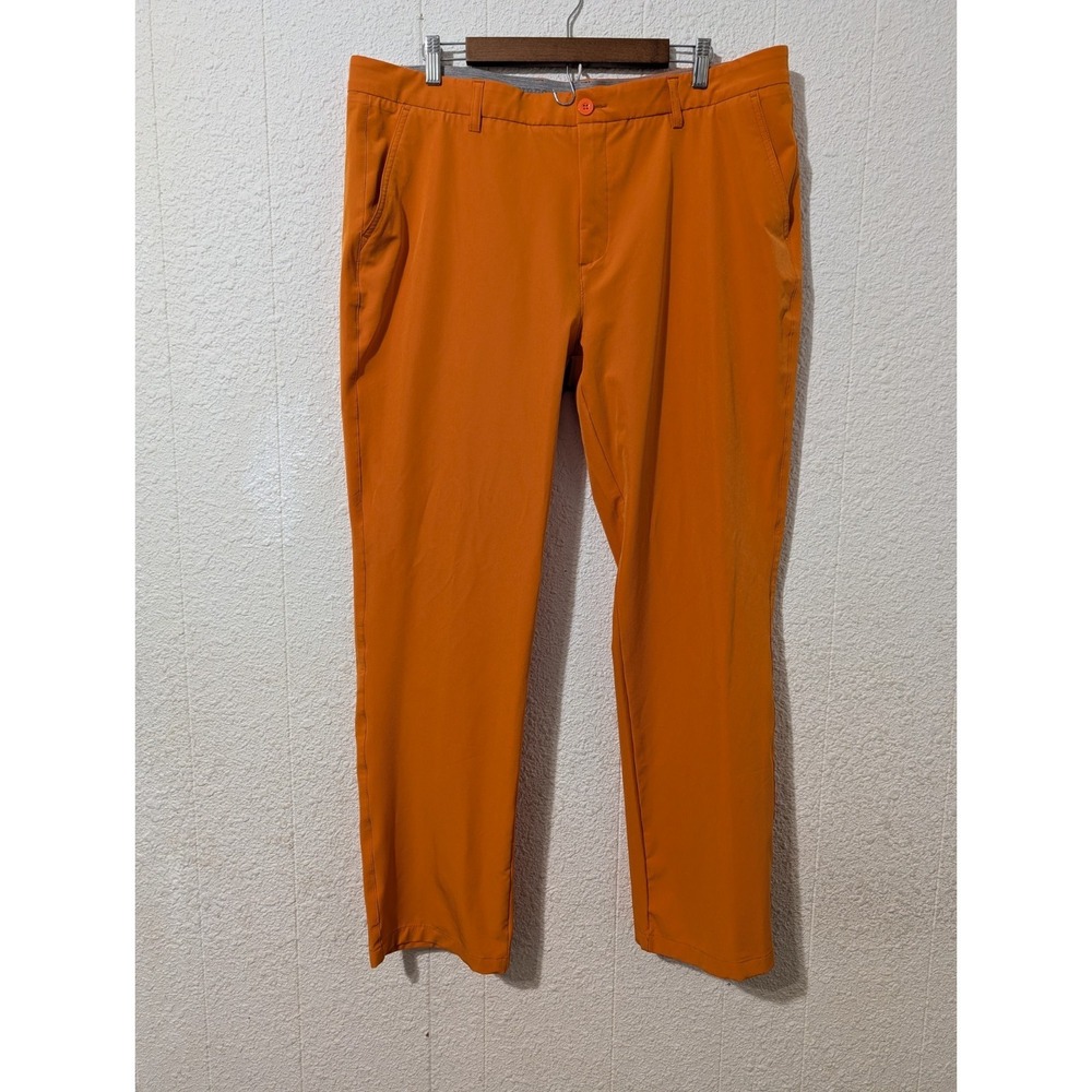 Hreski Mens 40x32 Golf Athletic Pants Outdoor Lightweight Stretch Logo Orange